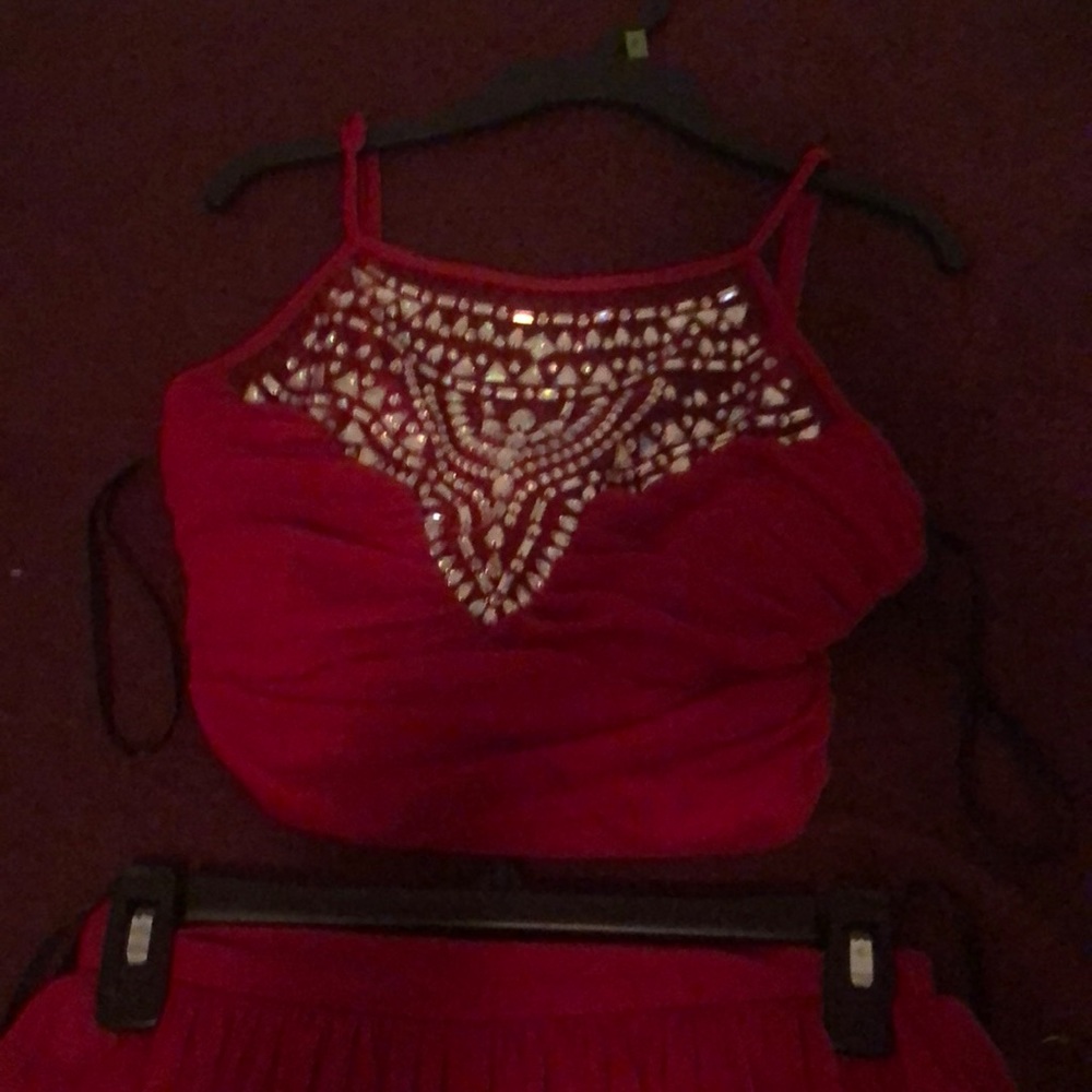 MACY’S TWO PIECE RED FORMAL DRESS
